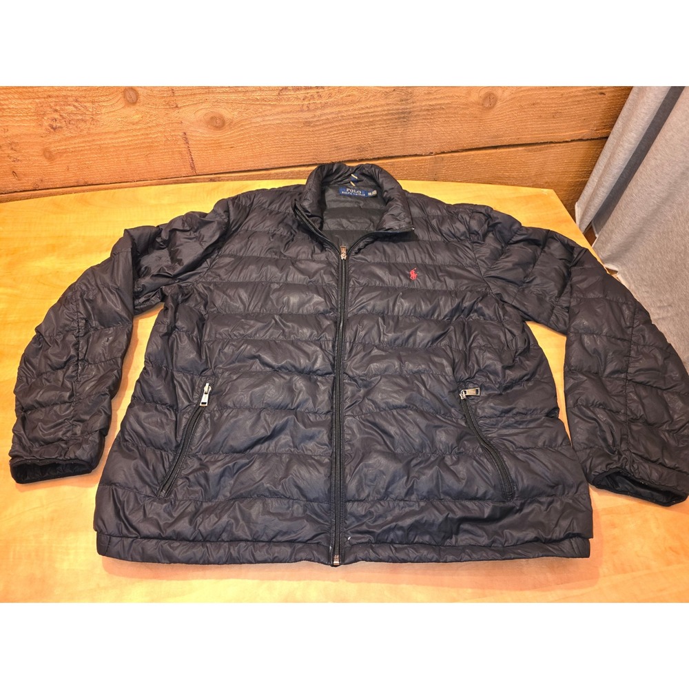 Polo Ralph Lauren Mens XXL Black Packable Puffer Jacket Lightweight Quilted Coat